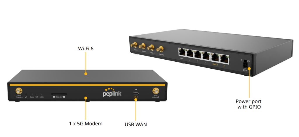 Peplink B-One Dual WAN 1 Gbps Router with WiFi 6 and 5G Cellular