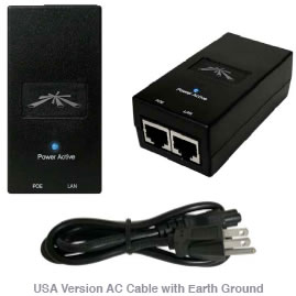 [UB-POE-24-12W-G] 24 Volt POE 12 Watt (0.5A) Black with US Power Cord