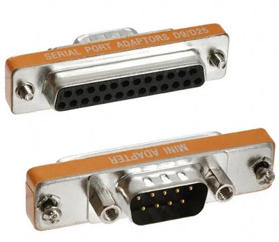 DB9 Male to DB25 Female Adapter (compact)