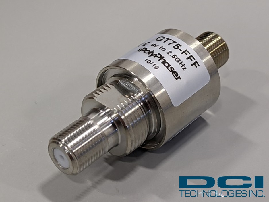 Polyphaser 75 Ohm Type F F/F Bulkhead Coaxial RF Surge Protector, DC - 2.5GHz