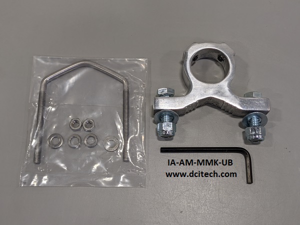 Aluminum Mount for 1-1/4" Diameter Antenna, 3/8" Bolts, Flat Washers, Lock Nuts and U-Bolt