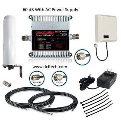 65dB Cellular Repeater Kit with Power Supply, Cables, and Antennas for Canada