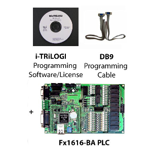 16 Digital In, 16 Digital Out, 12 Analog PLC with Starter Kit