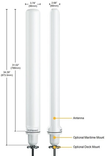 [PEP-ANT-MR-40G-S-W-6] Peplink Maritime 40G Omni MIMO Antenna with GPS