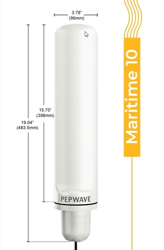 [PEP-ANT-MR-10-N-W] Peplink Maritime 10 Single Cellular antenna 9.3dBi Gain Omni