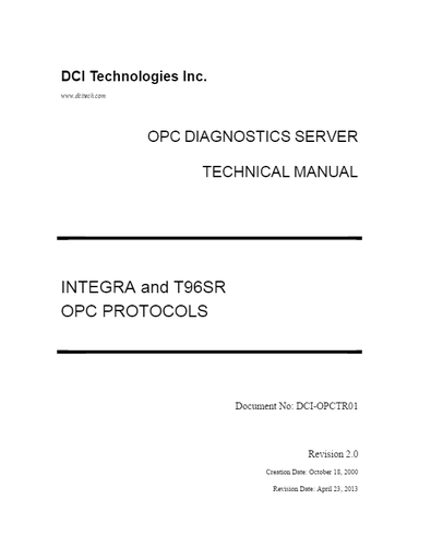 Integra and T96SR OPC Manual 2-7